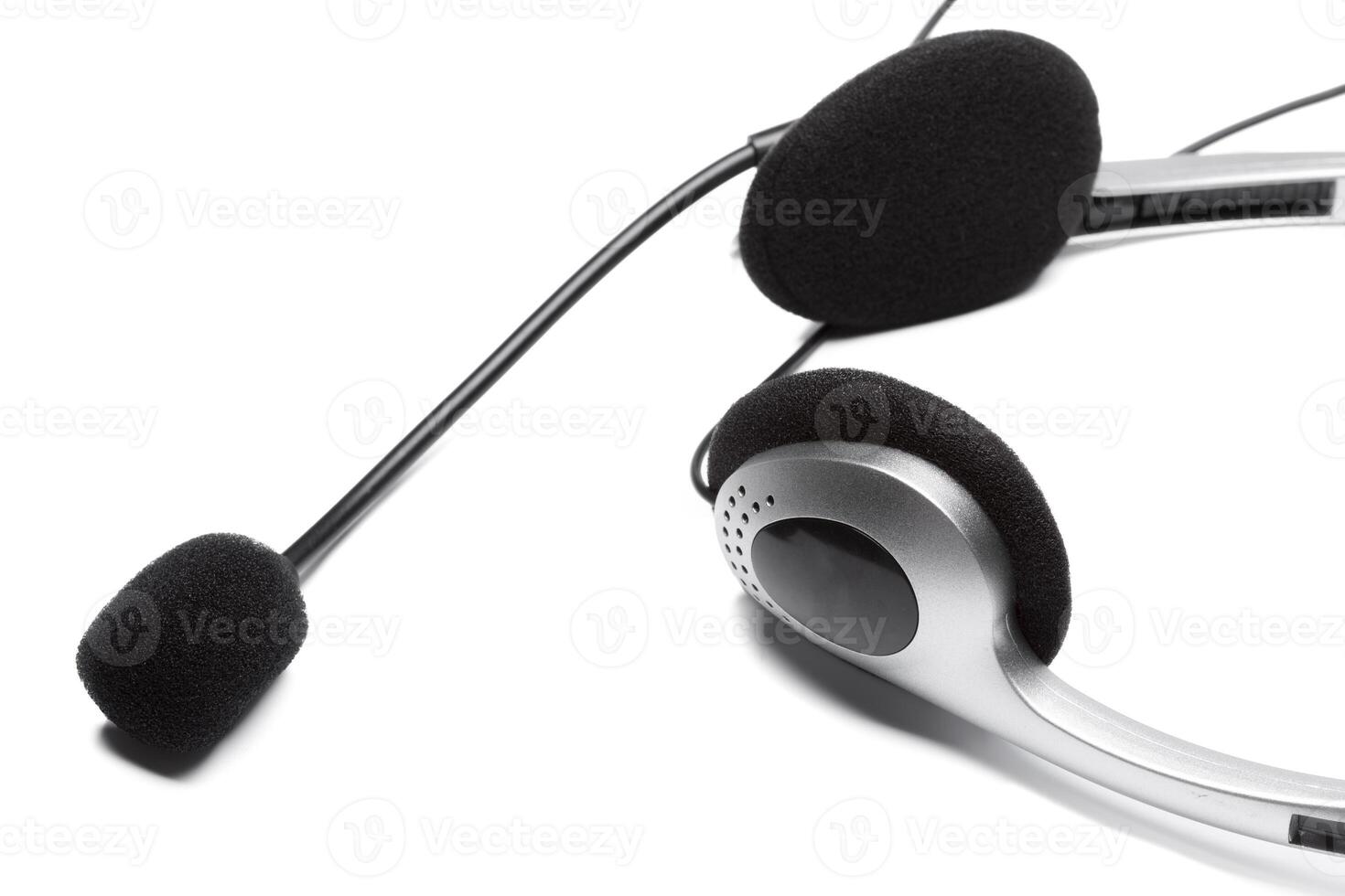 headset with microphone isolated on white photo