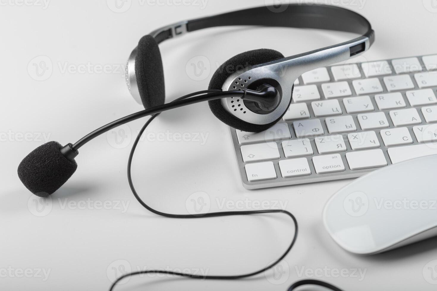 headset on keyboard computer laptop photo