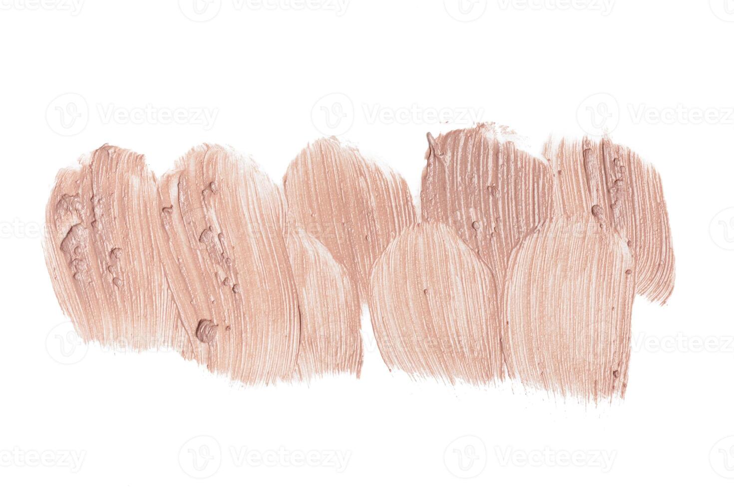 smeared foundation natural make up on white background photo