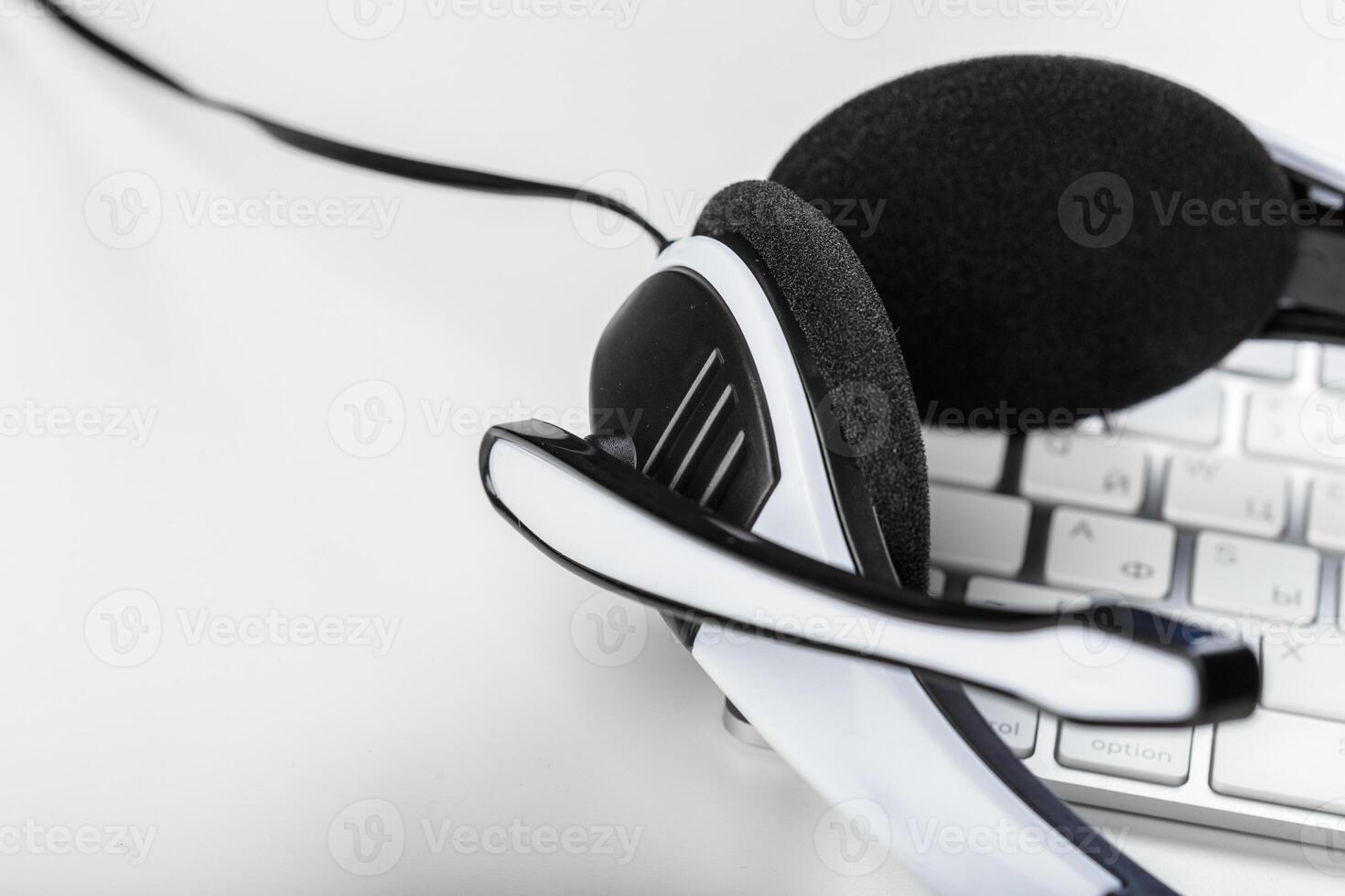 headset on keyboard computer laptop photo