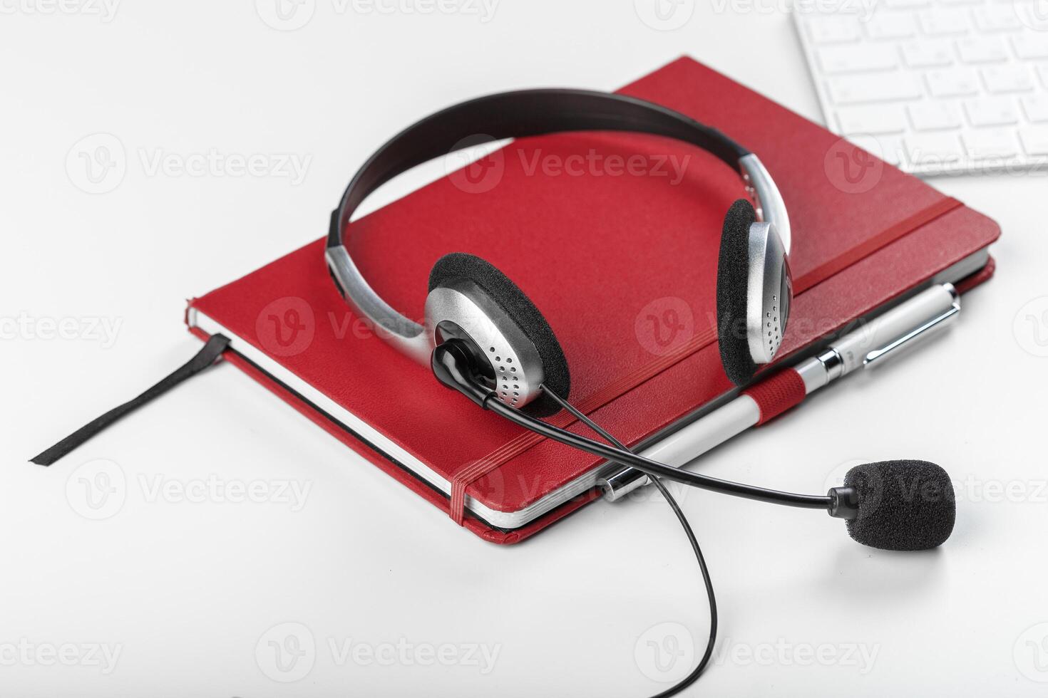 headset on keyboard computer laptop photo