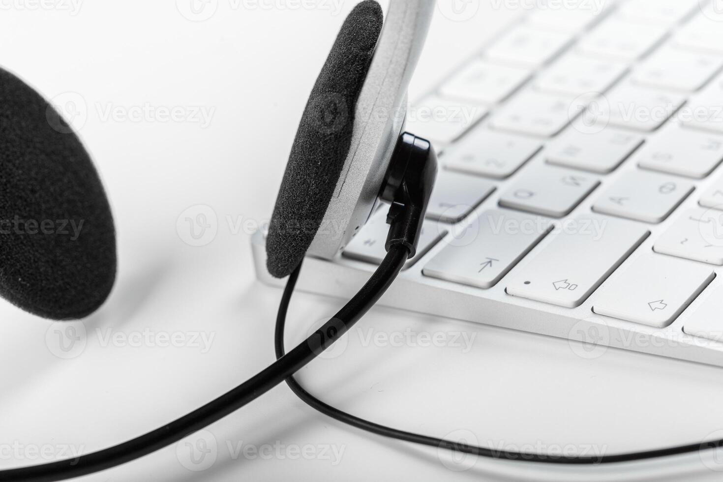 headset on keyboard computer laptop photo
