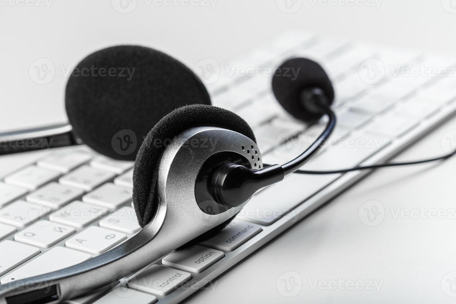 headset on keyboard computer laptop photo