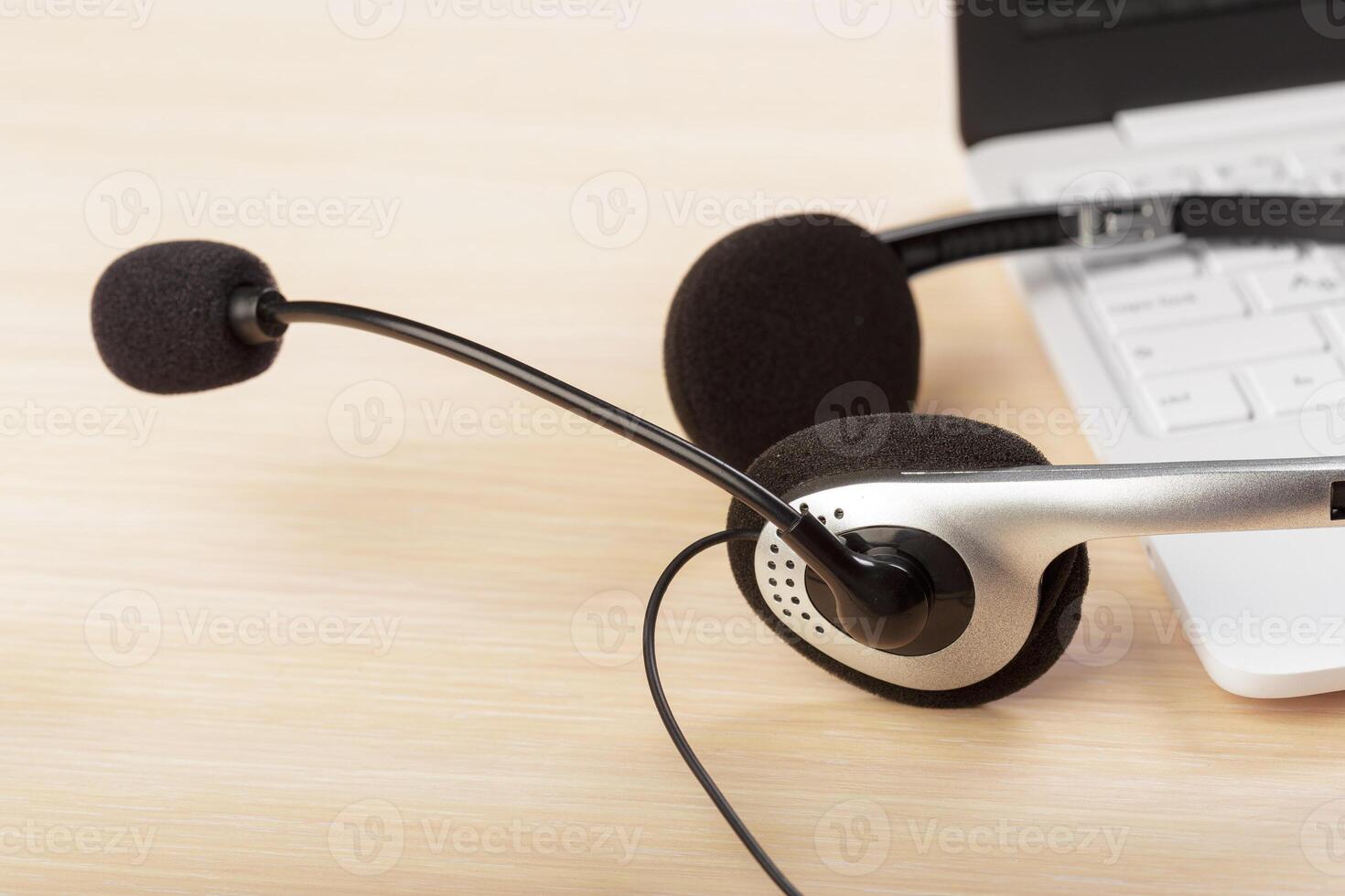 headset on keyboard computer laptop photo