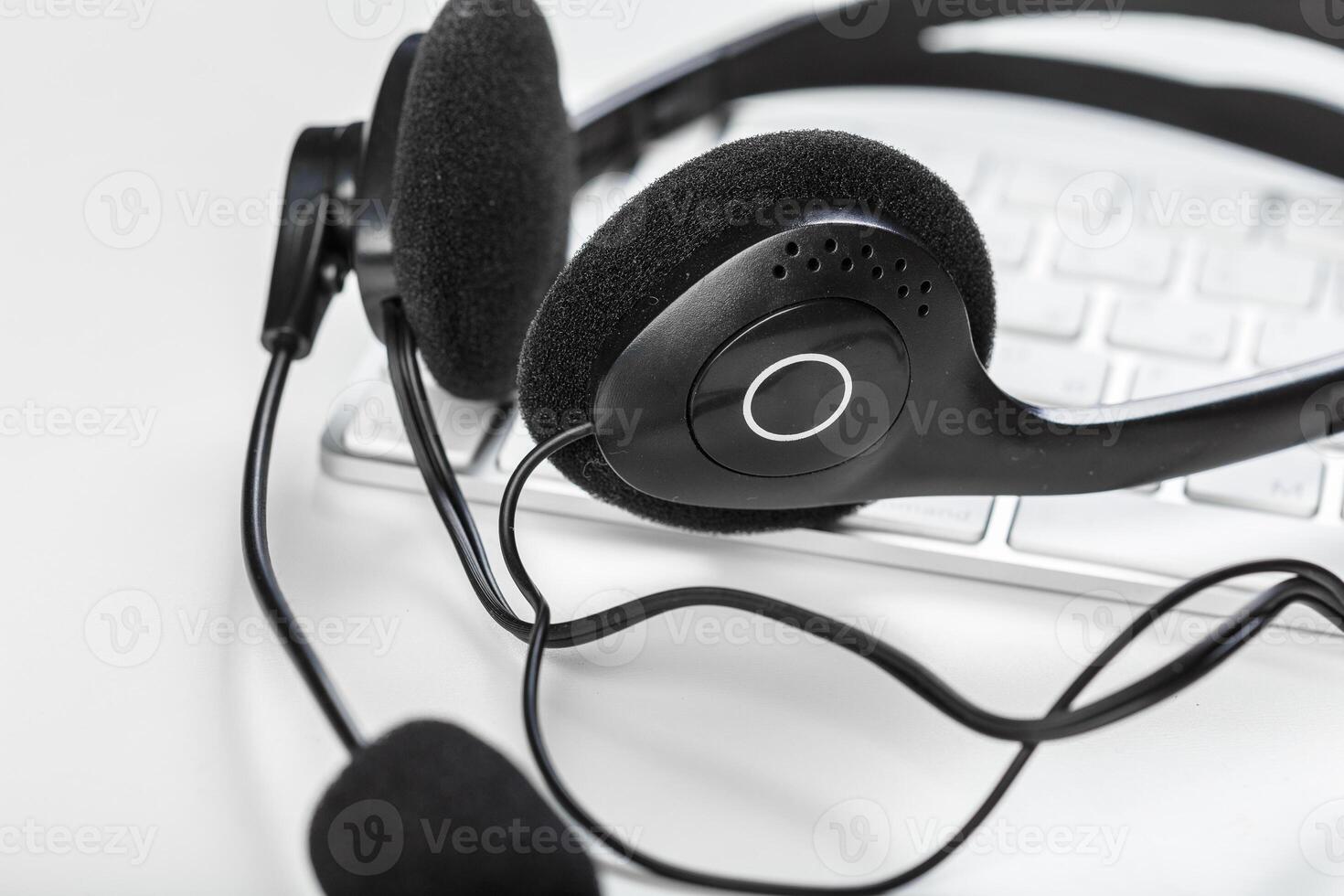 headset on keyboard computer laptop photo