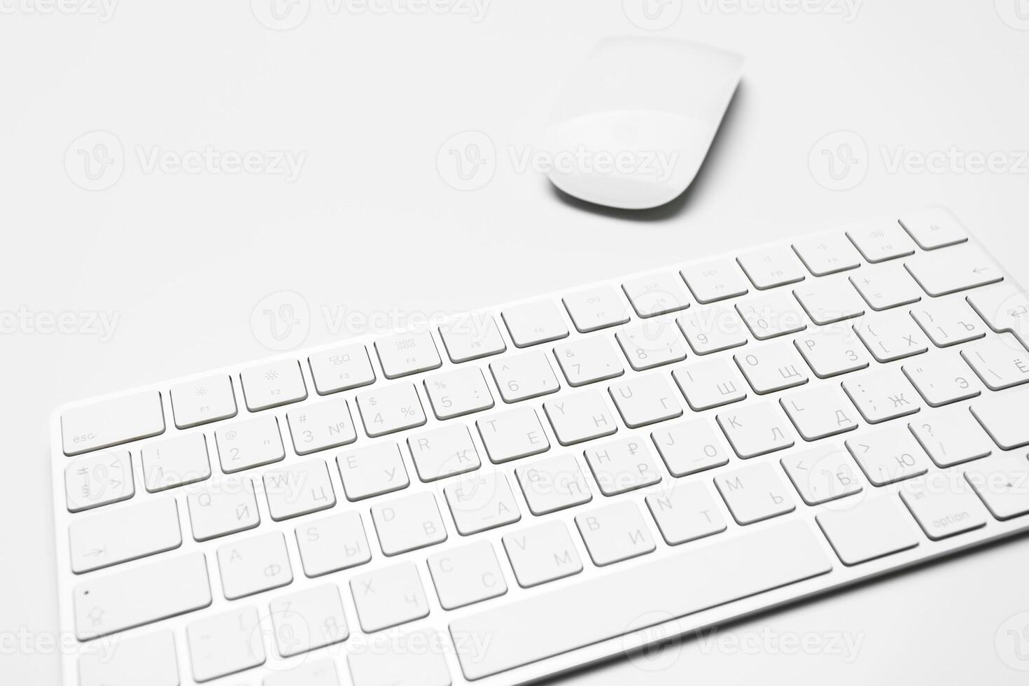 Office desk table with computer keyboard photo