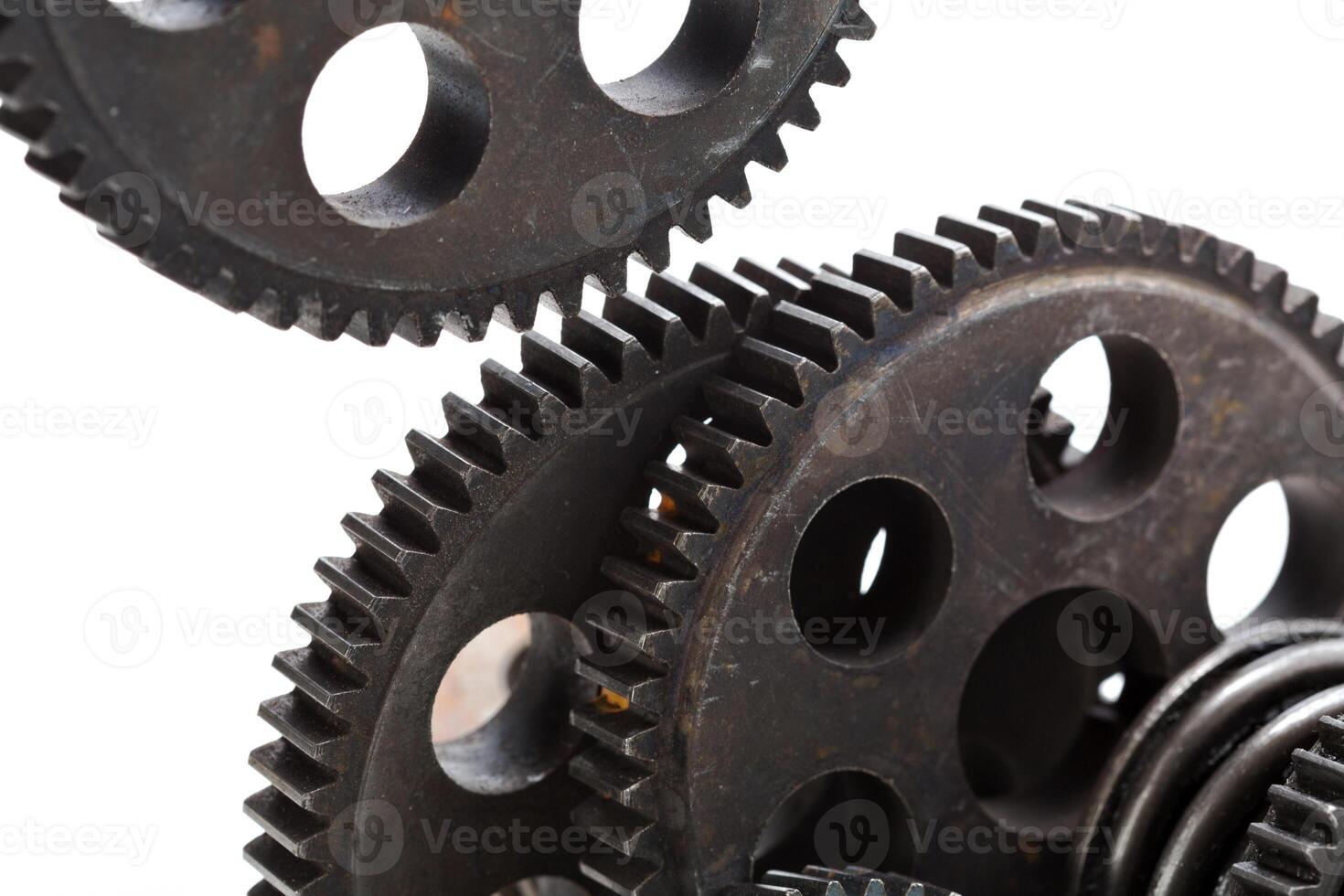 Close-up view of stack of gears photo