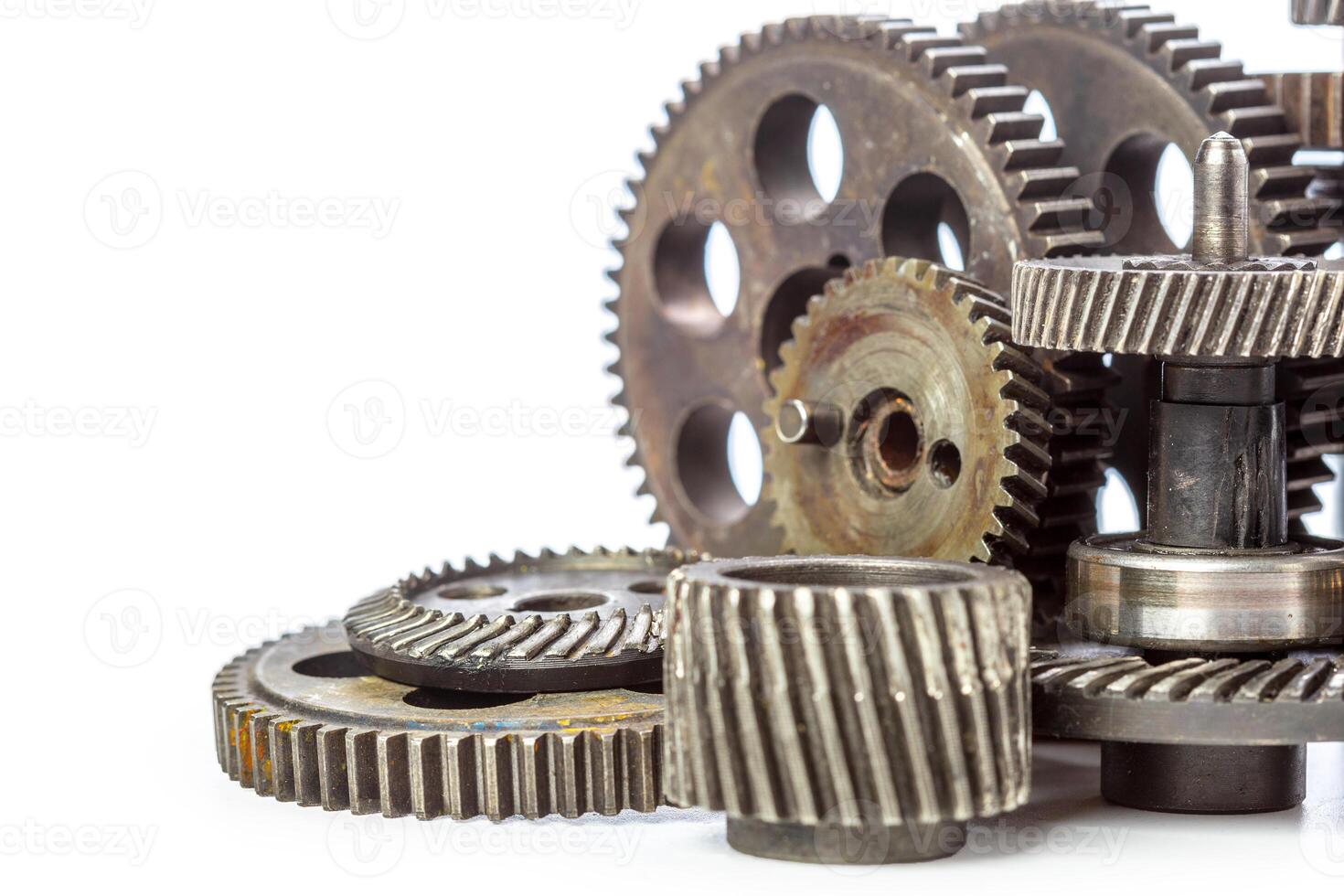 Old Rusty Gears isolated on white photo