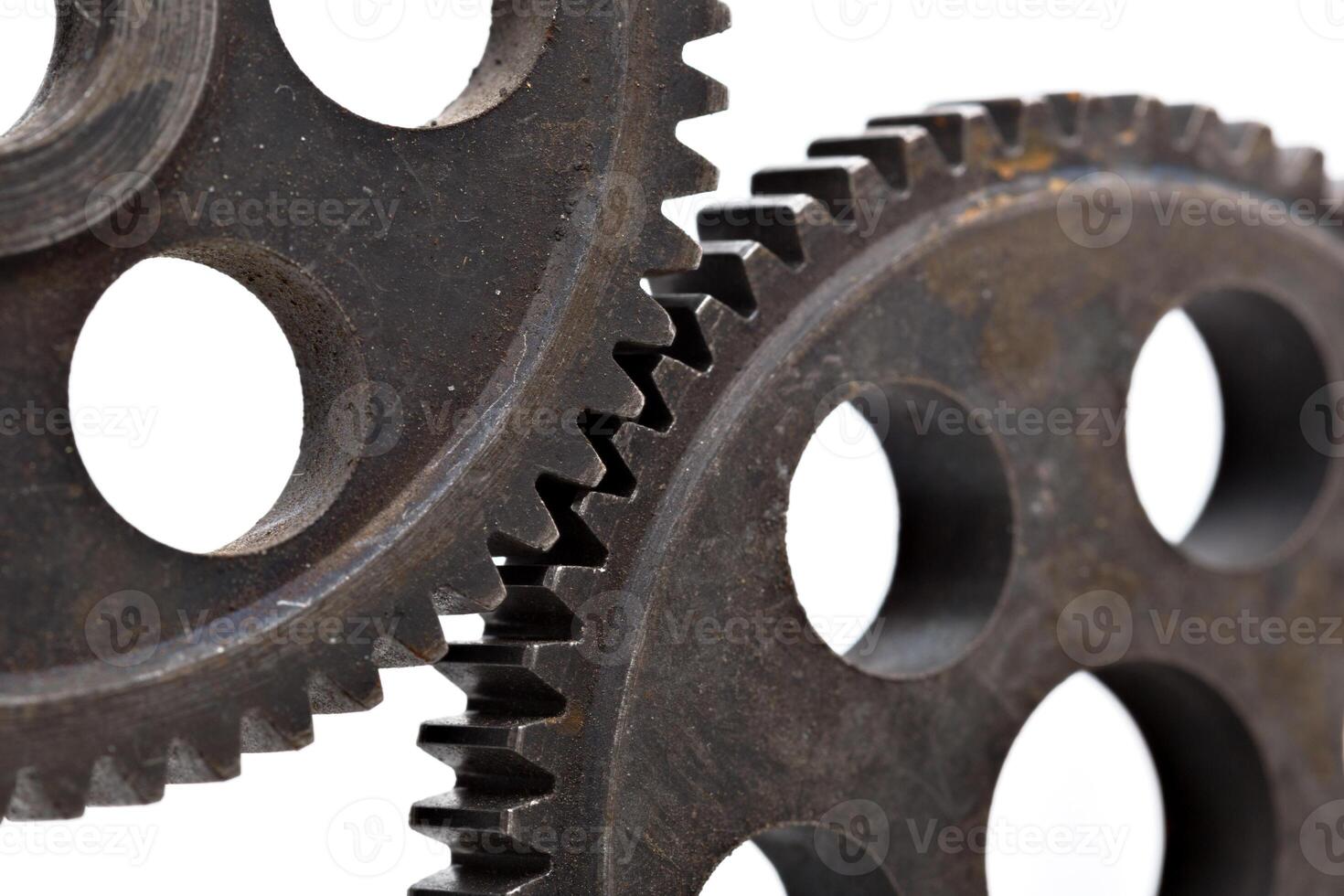 Close-up view of stack of gears photo