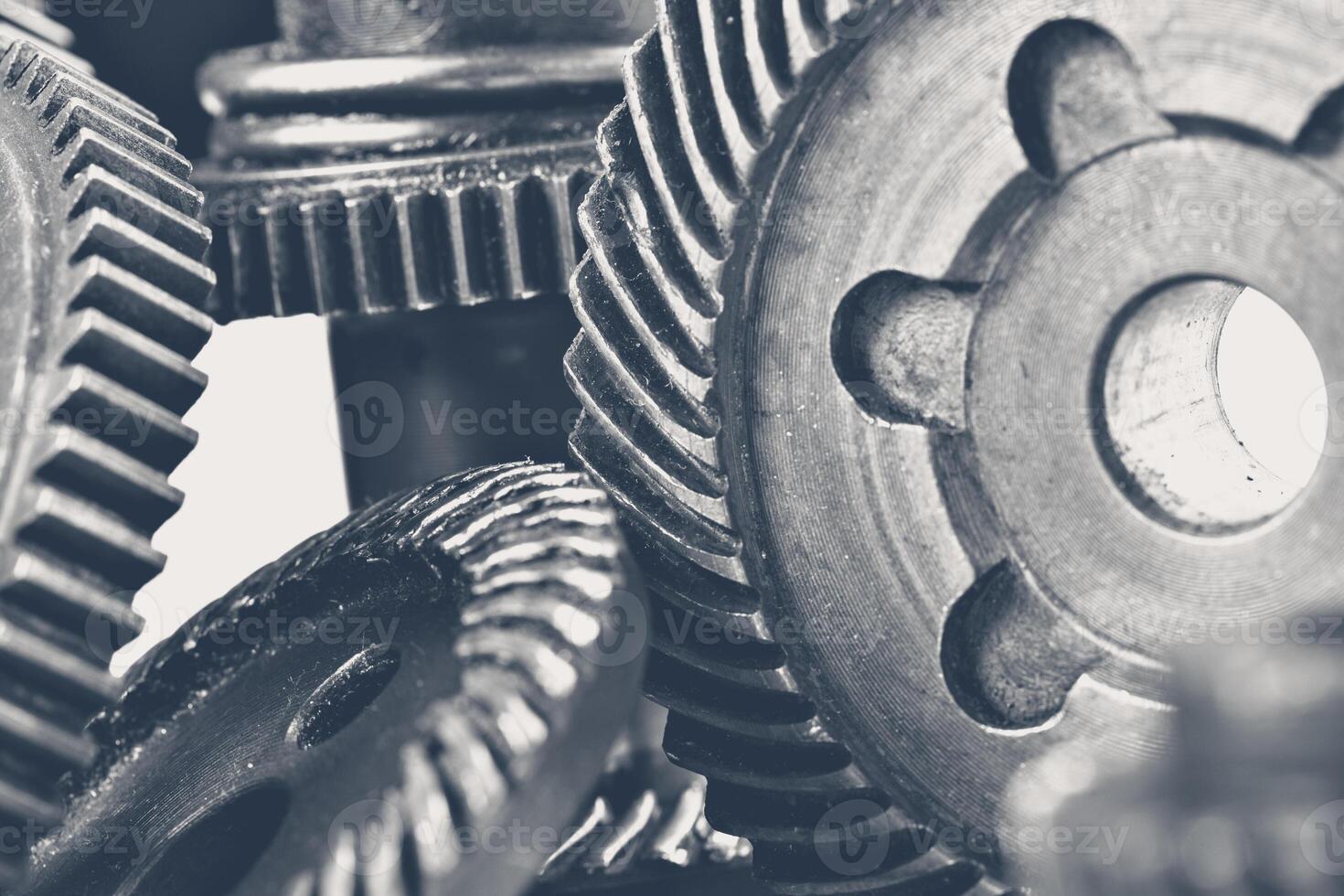 Close-up view of stack of gears photo