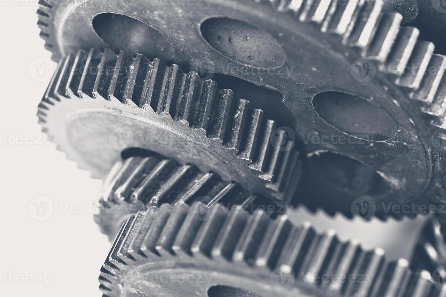 Close-up view of stack of gears photo