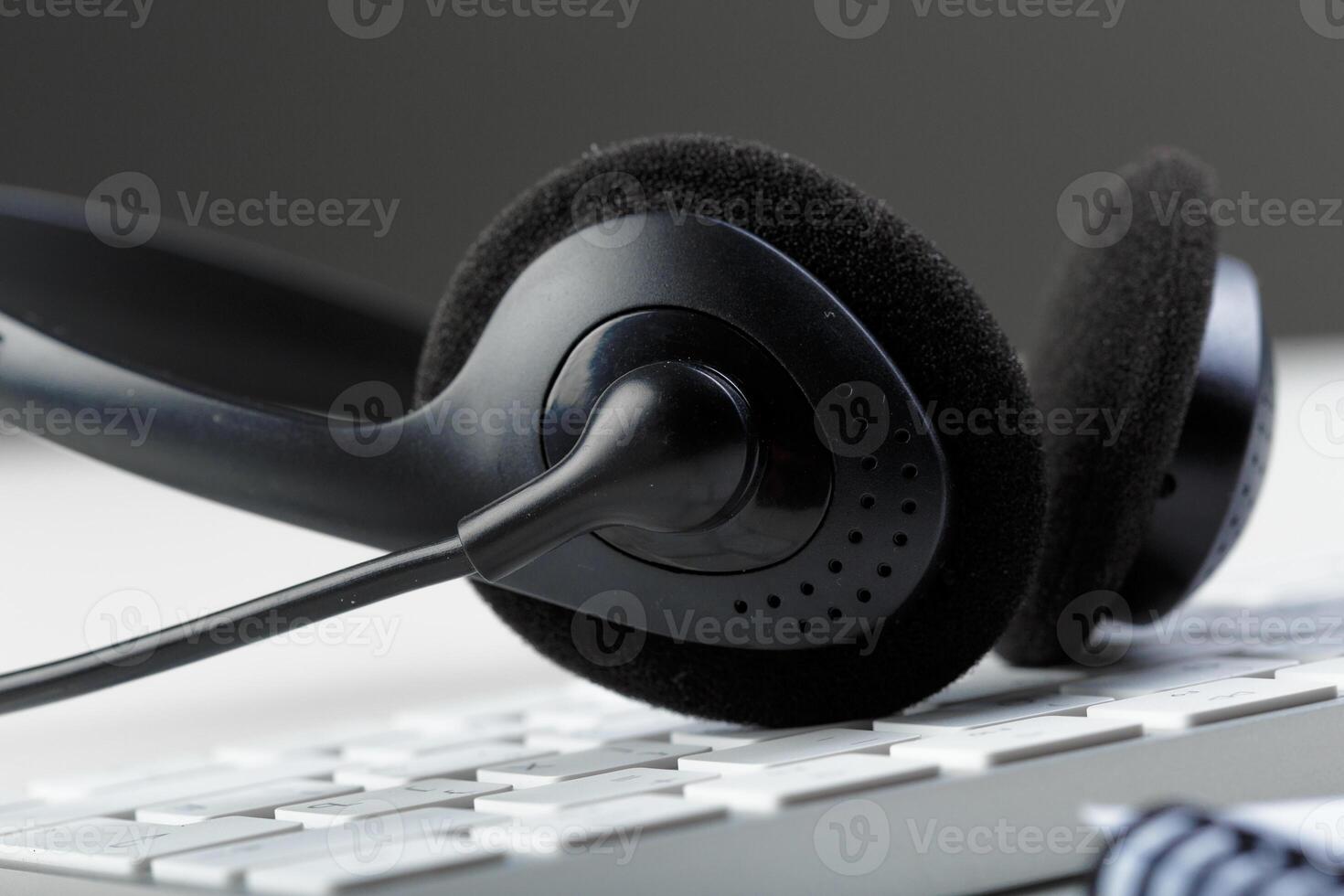 headset on keyboard computer laptop photo