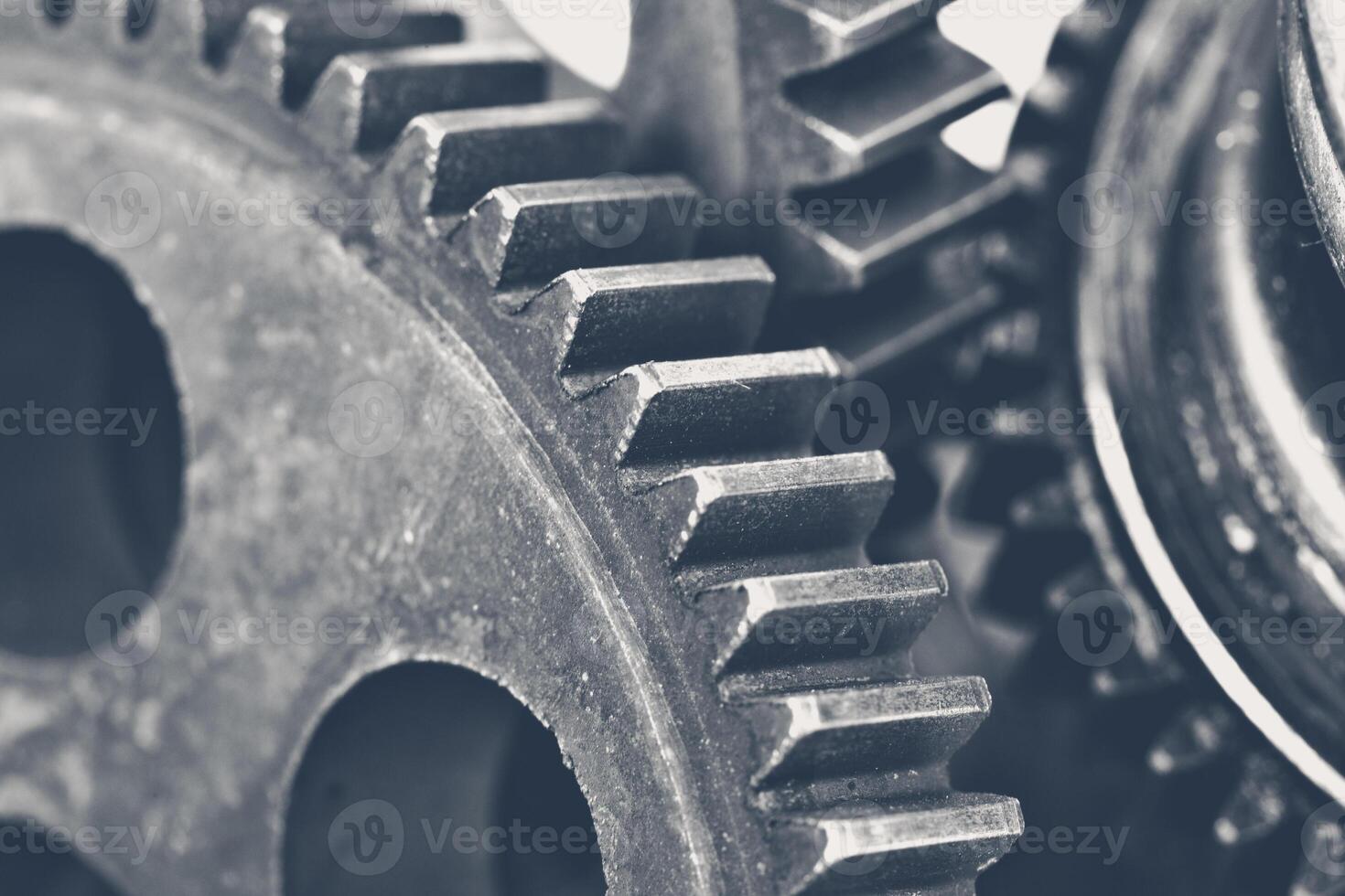 Close-up view of stack of gears photo