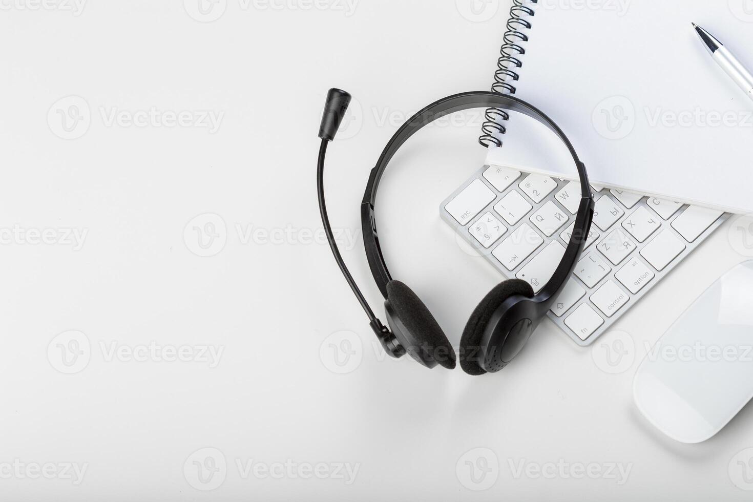 headset on keyboard computer laptop photo