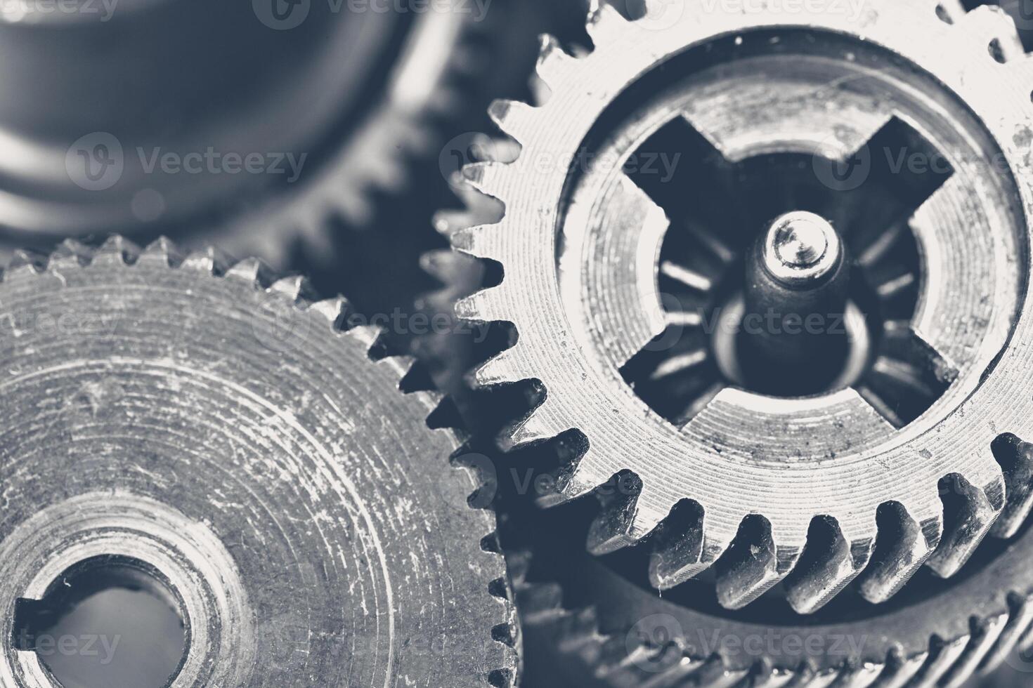 Close-up view of stack of gears photo
