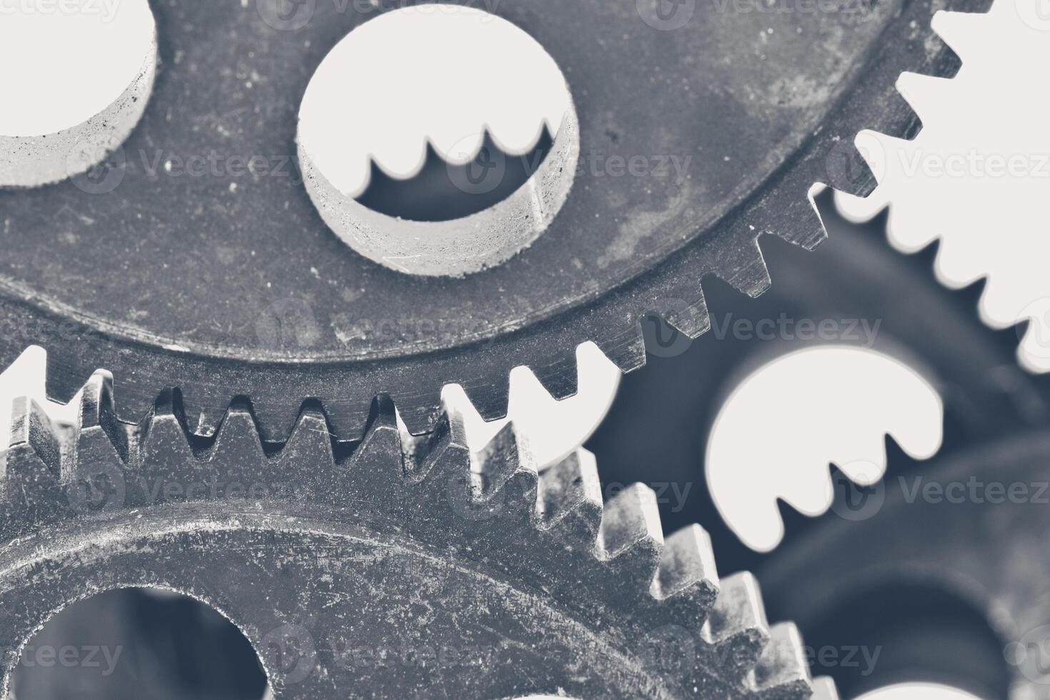 Close-up view of stack of gears photo