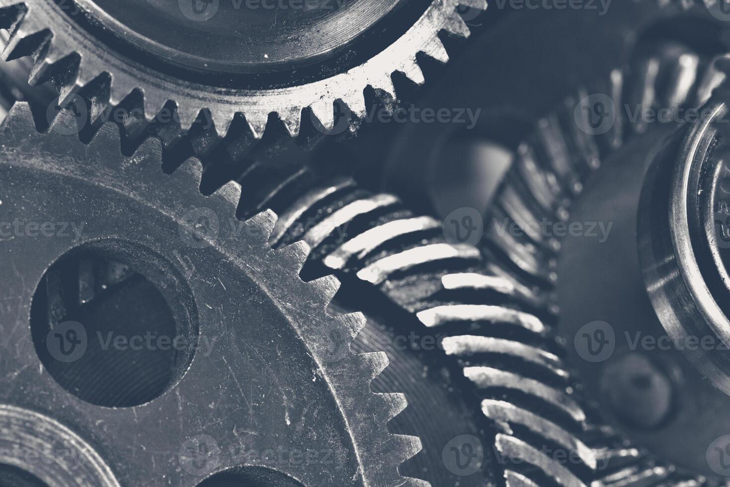 Close-up view of stack of gears photo