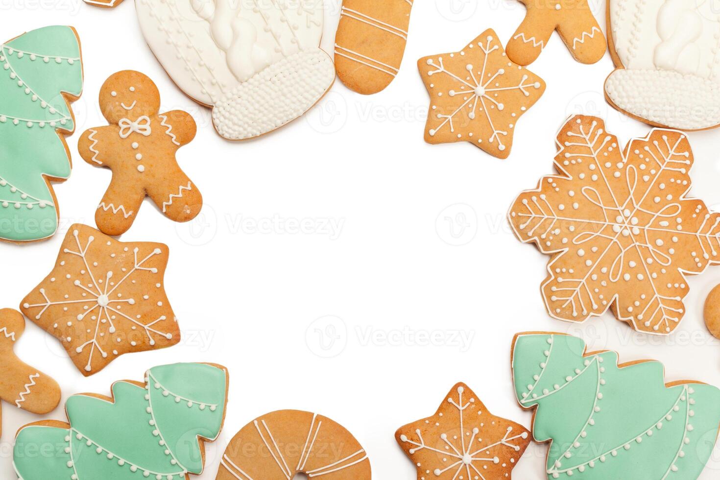 Christmas homemade gingerbread cookie on white photo