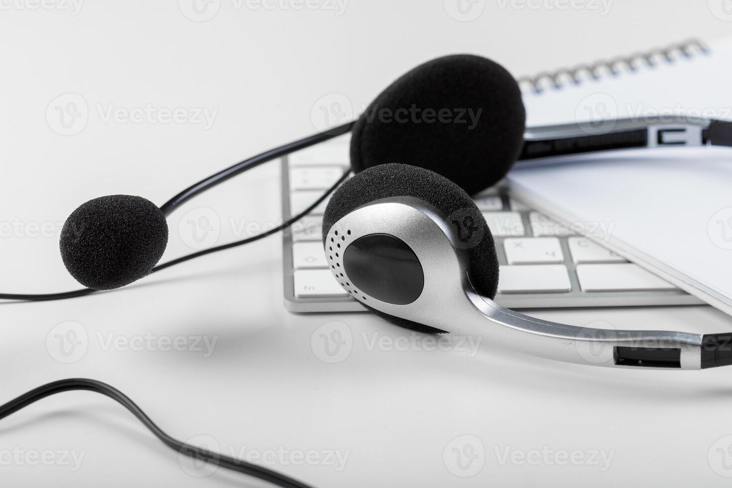 headset on keyboard computer laptop photo