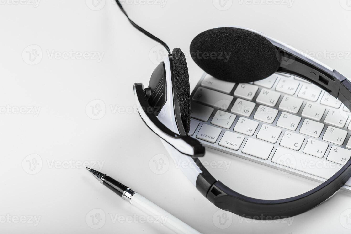 headset on keyboard computer laptop photo