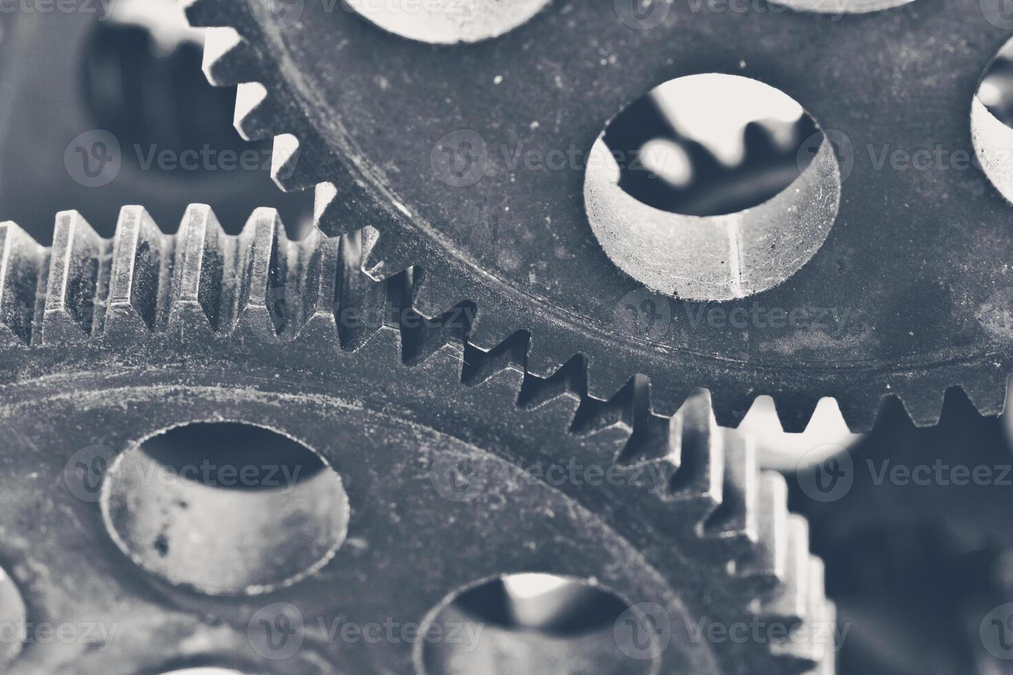 Close-up view of stack of gears photo