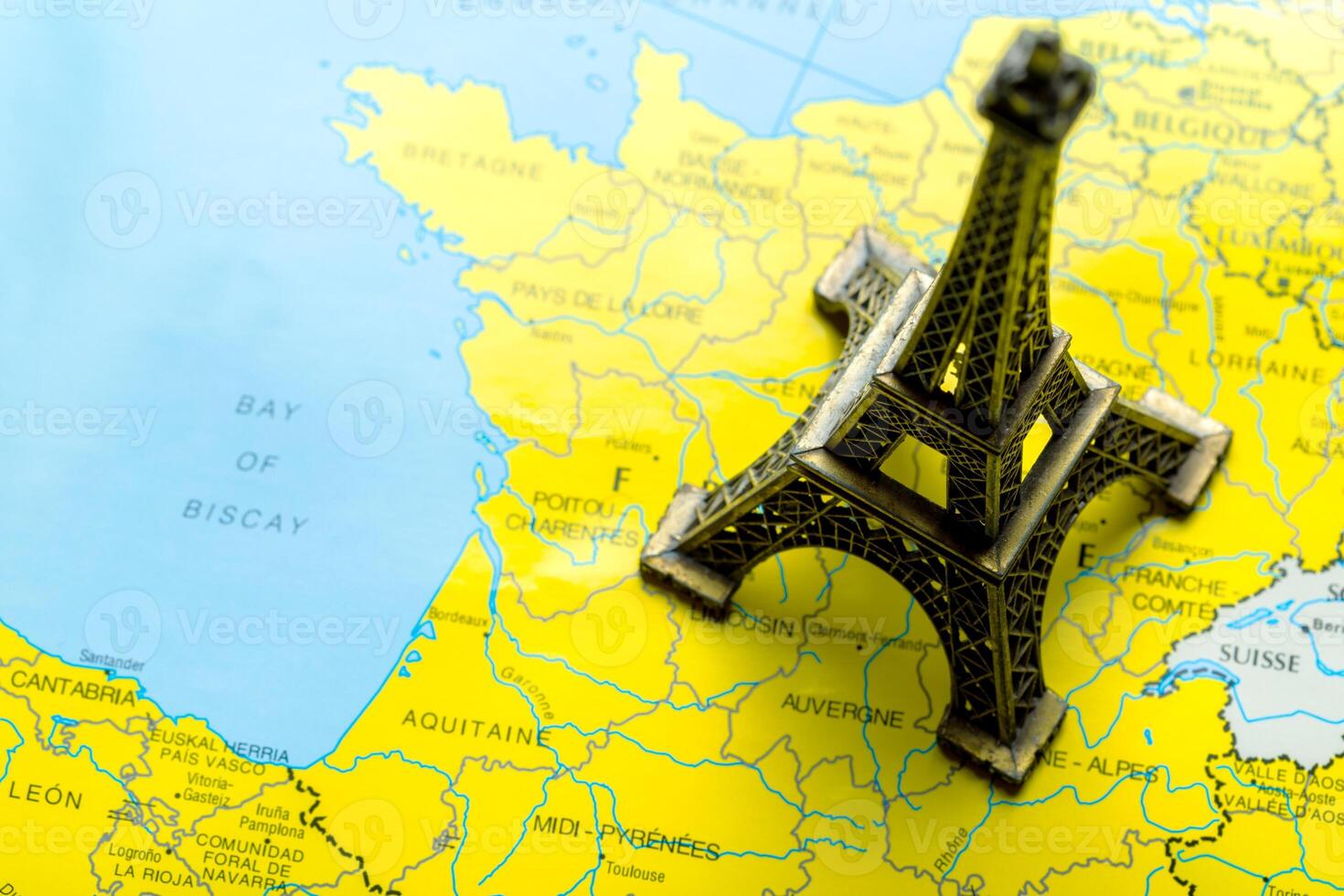 Eiffel tower on map photo