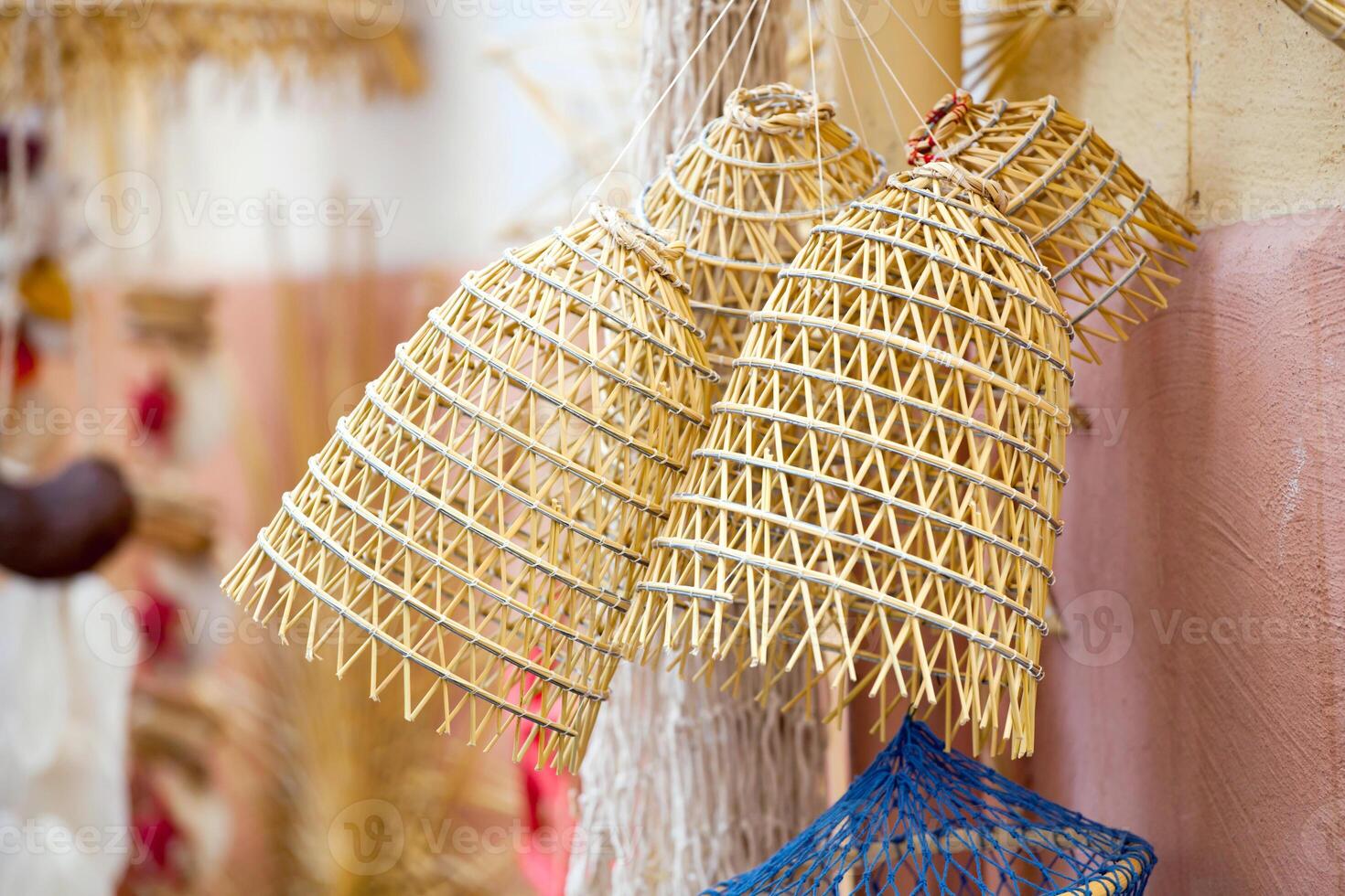 Old fishing nets made of straw and handmade photo