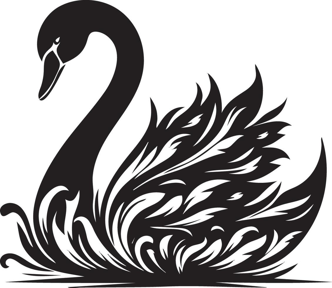 Black and white swan vector