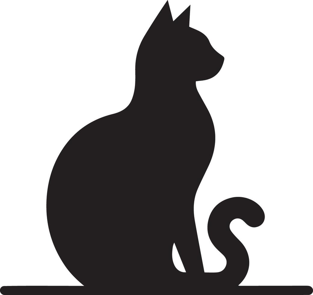 A black silhouette of a cat sitting on a table vector