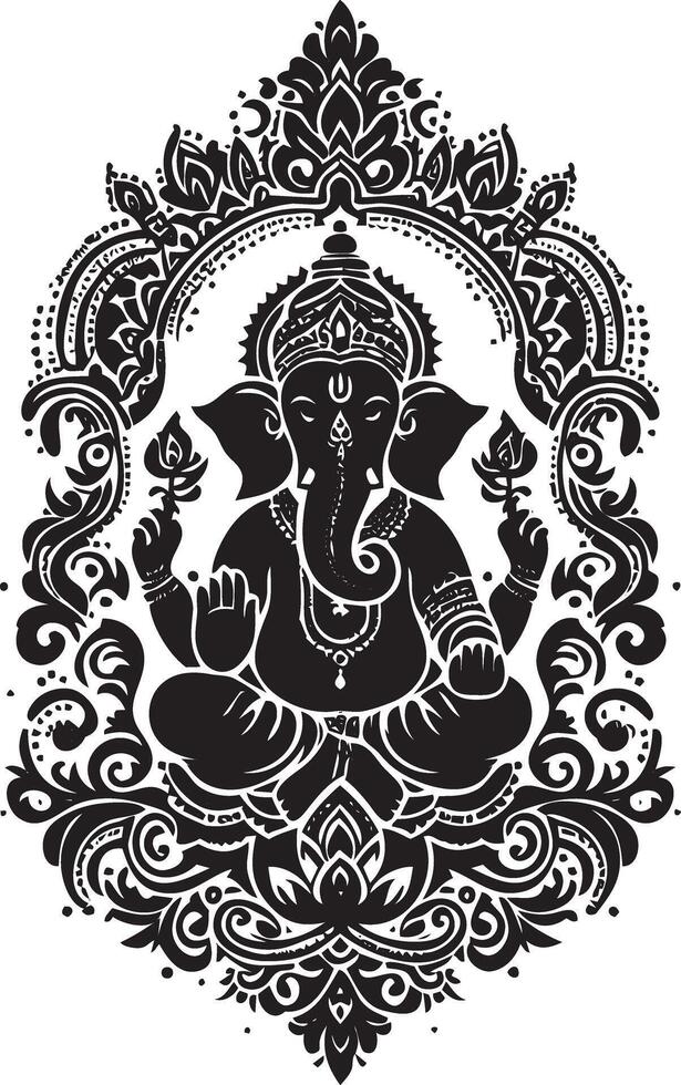 The indian elephant in ornate pattern vector