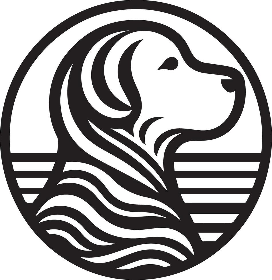 A black and white logo of a dog vector