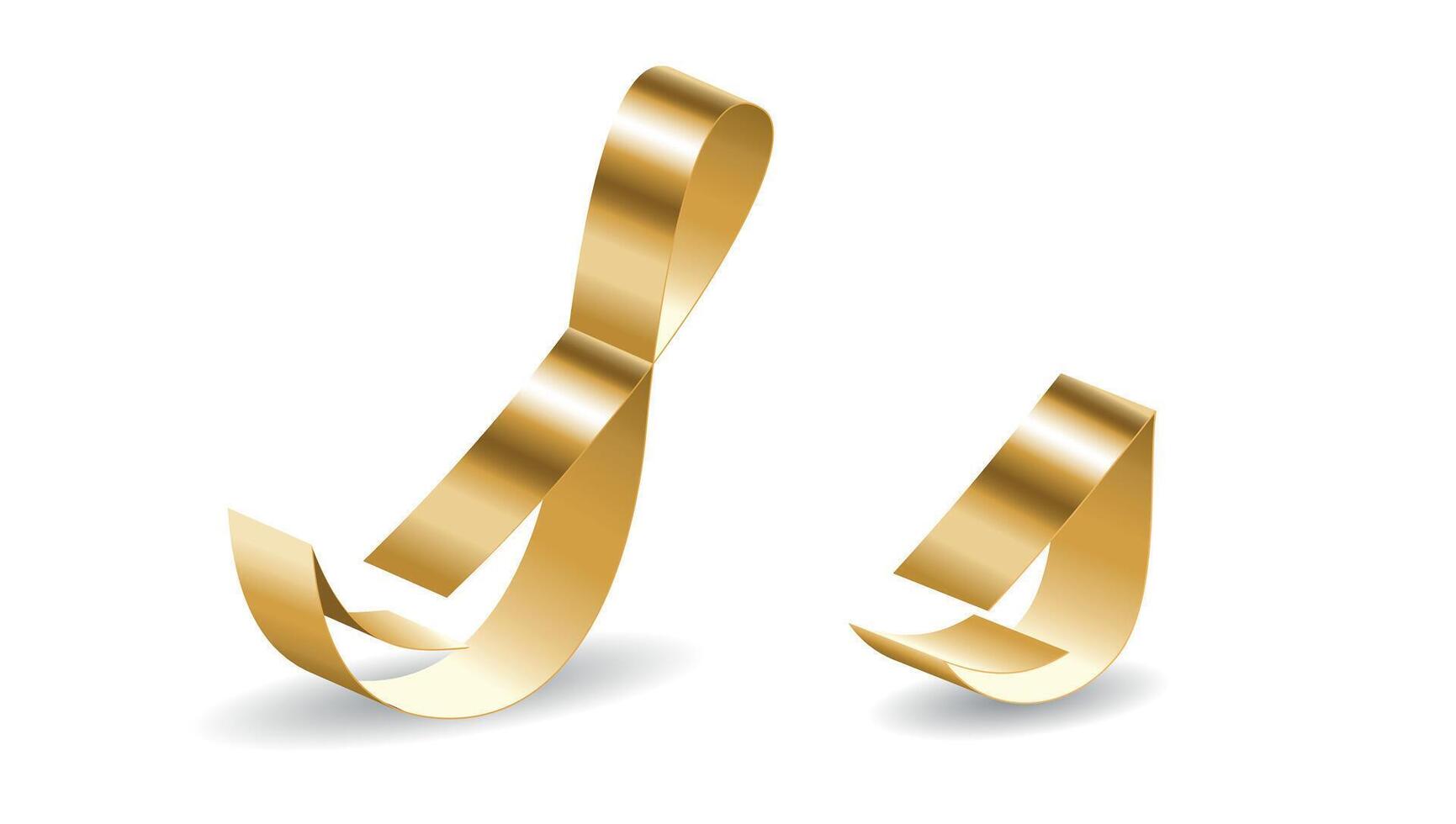 Golden Script Decorative S Letter of English Alphabet in Gold Ribbon vector