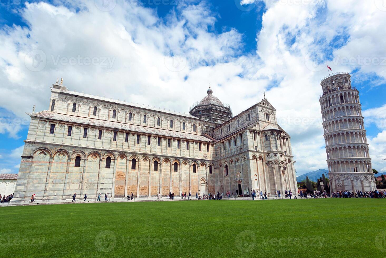 Cathedral and leaning tower in Pisa, Italy. photo