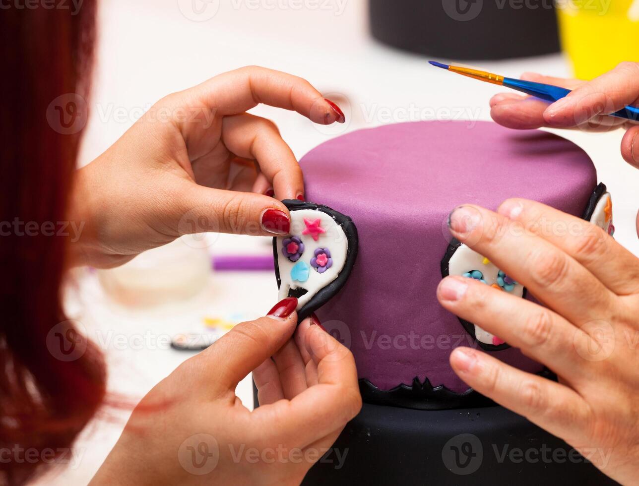 Figures of Halloween with fondant paste or sugar paste. photo