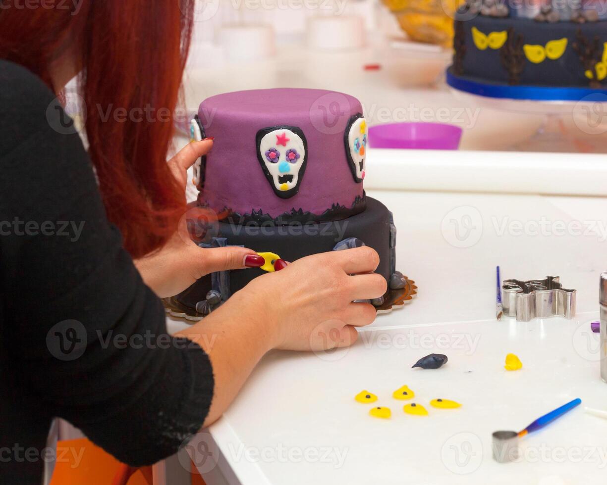 Figures of Halloween with fondant paste or sugar paste. photo