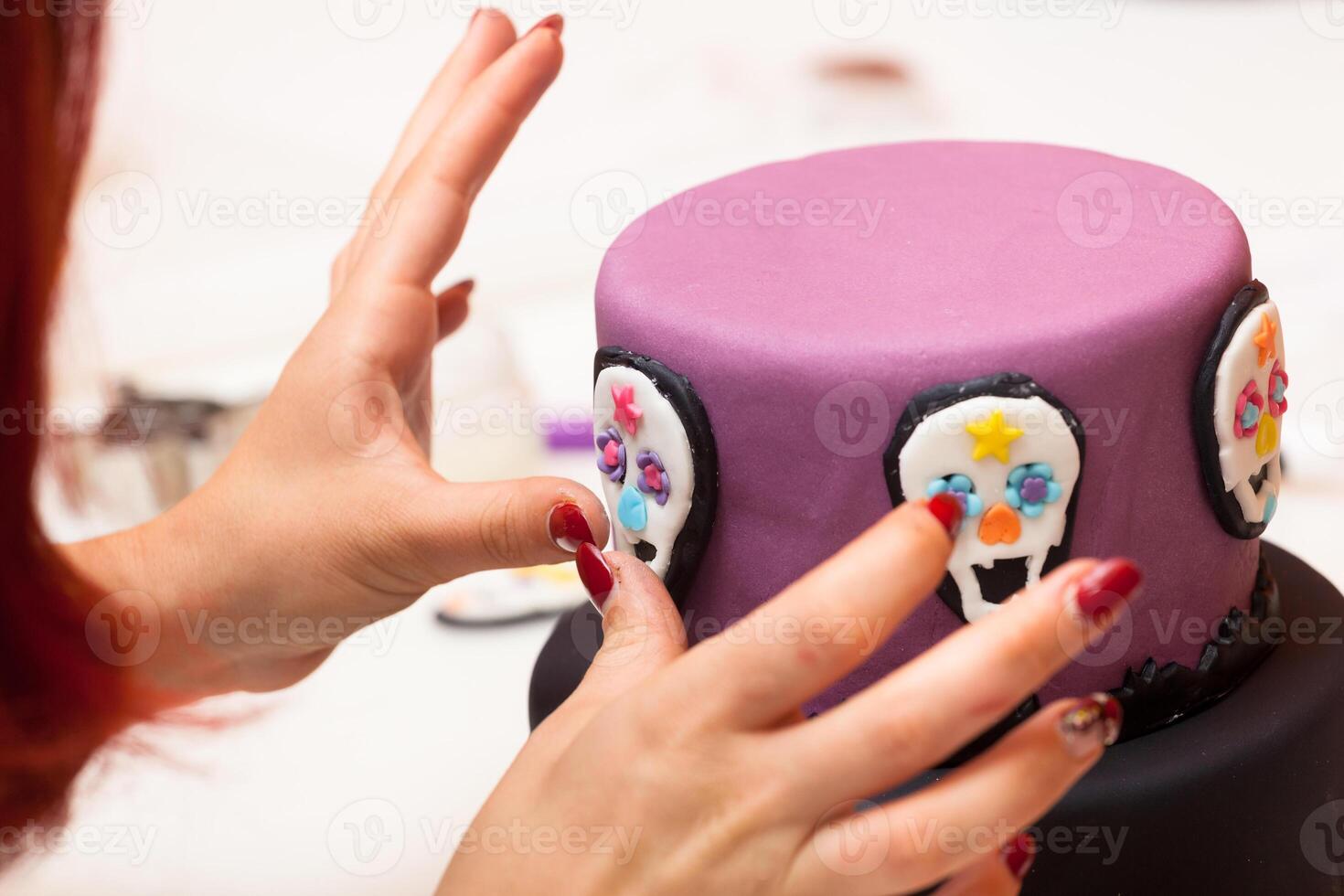 Figures of Halloween with fondant paste or sugar paste. photo