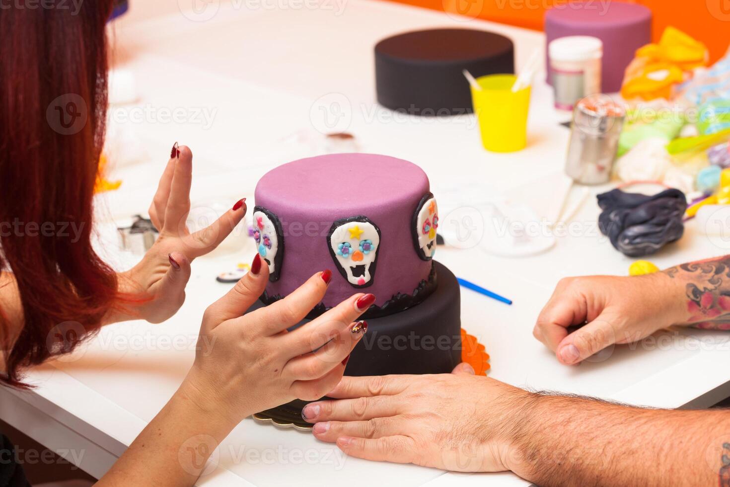 Figures of Halloween with fondant paste or sugar paste. photo