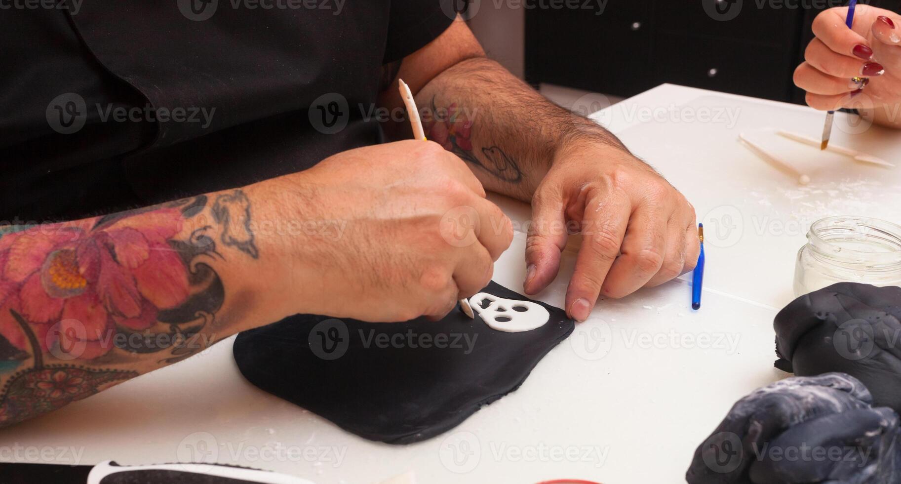Figures of Halloween with fondant paste or sugar paste. photo