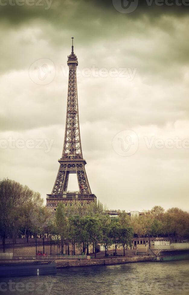 View of Tour Eiffel from Seine river photo