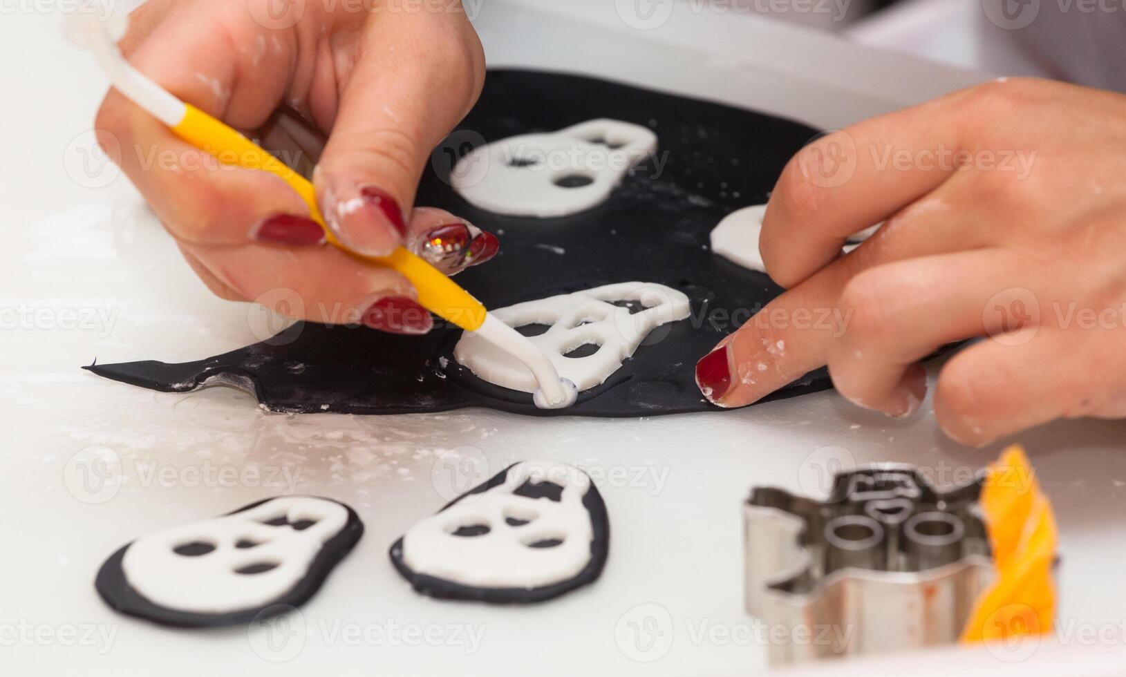Figures of Halloween with fondant paste or sugar paste. photo