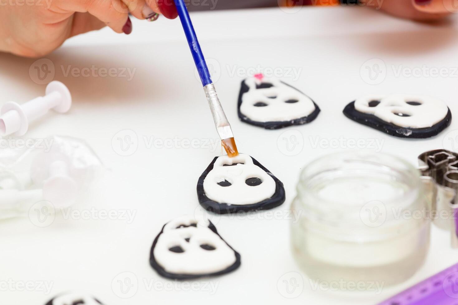 Figures of Halloween with fondant paste or sugar paste. photo
