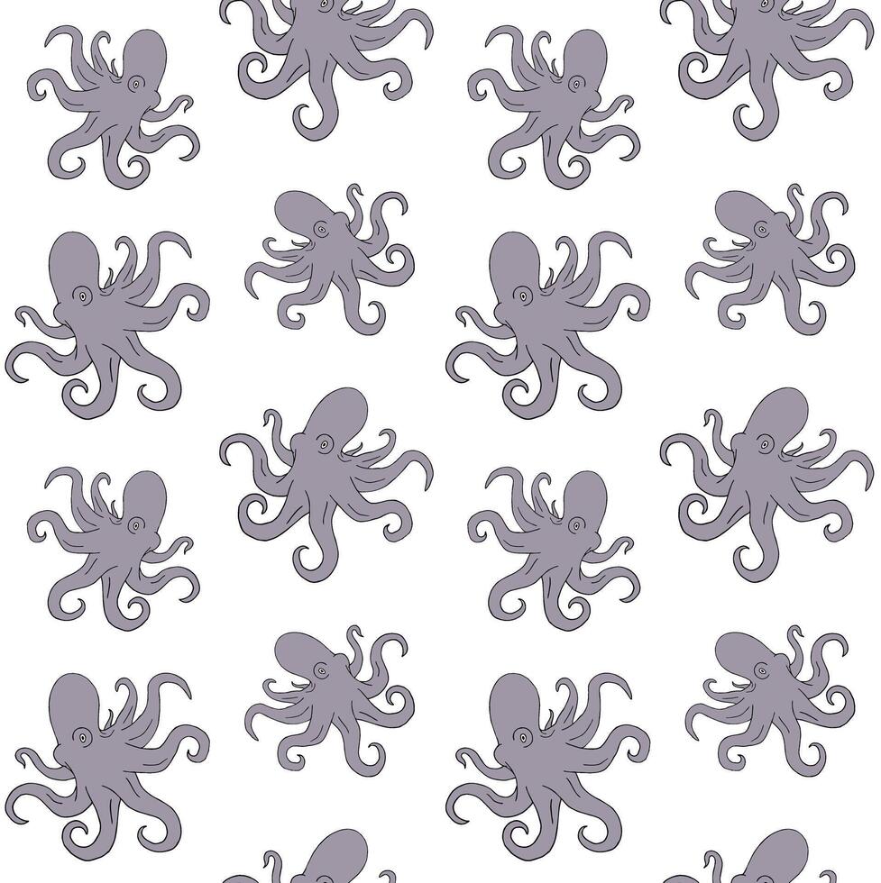 Seamless pattern of sketch octopus vector