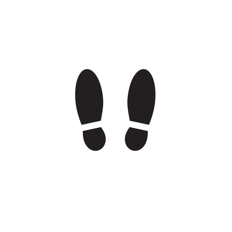 Black flat human boot foot print vector
