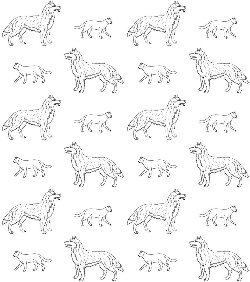 Seamless pattern of cat and dog vector
