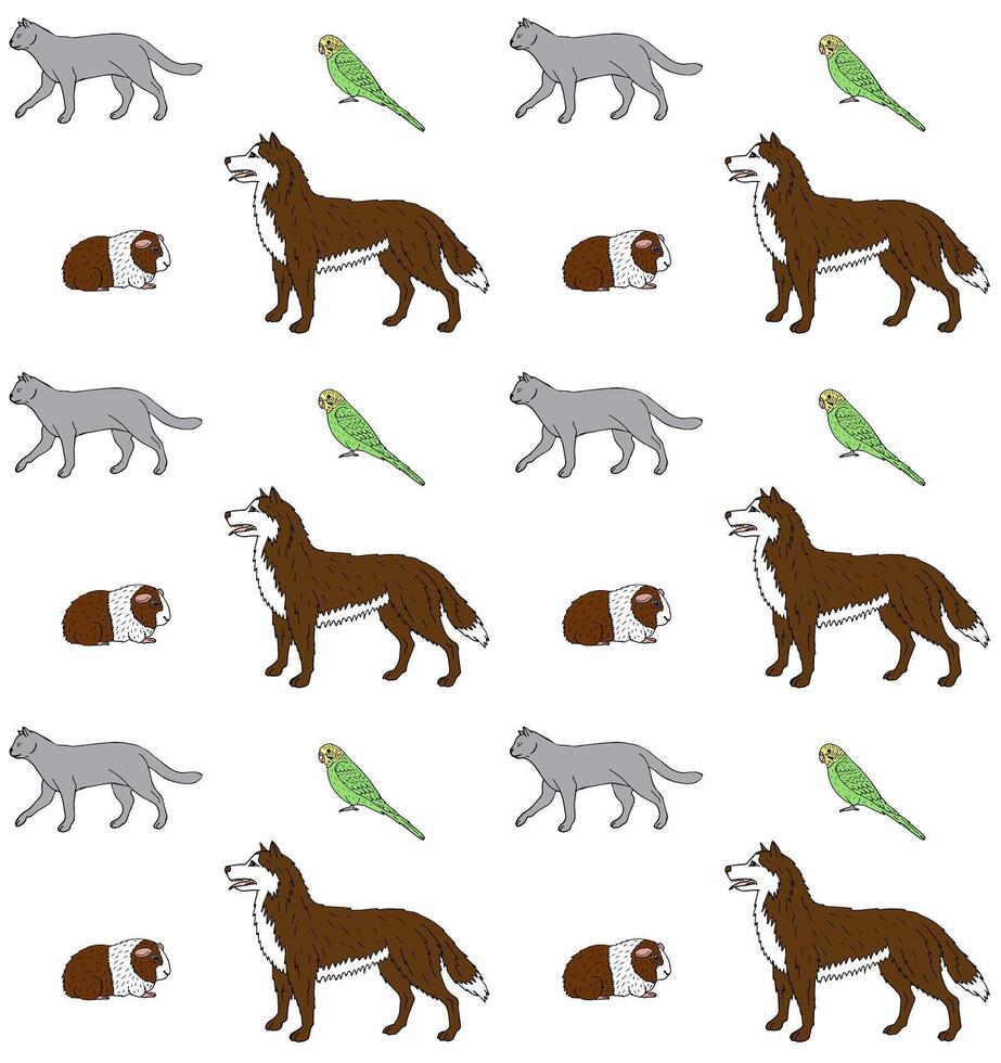 Seamless pattern of hand drawn sketch pet vector