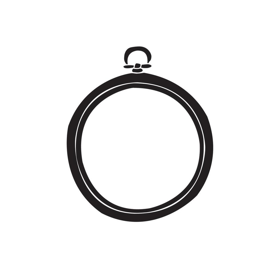 Hand drawn doodle sketch embroidery hoop vector