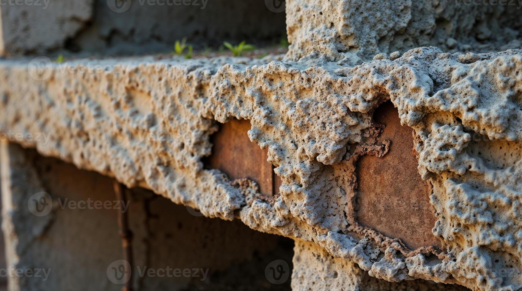Close-Up of Eroded Concrete with Rust photo