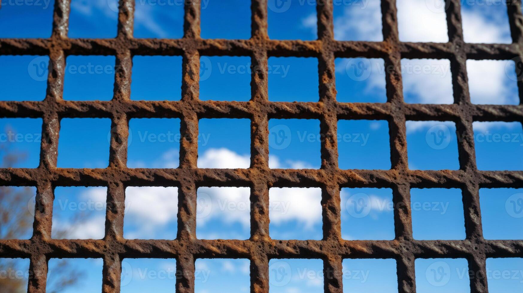 Corroded Metal Grid Under Blue Sky photo