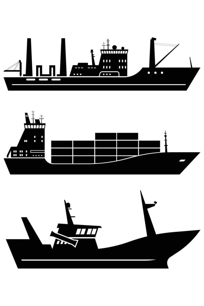 Ships Silhouettes Set Maritime and Nautical Designs vector
