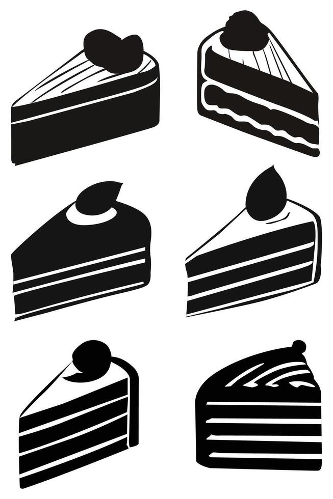 Hand-Drawn Chocolate Cake Slice Icon - Black and White Illustration vector